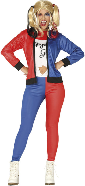 Harley Quinn Kostuum Rood Blauw Dames