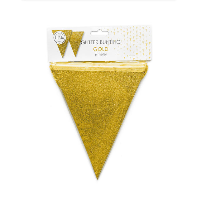 Gouden Vlaggenlijn Glitter 6m