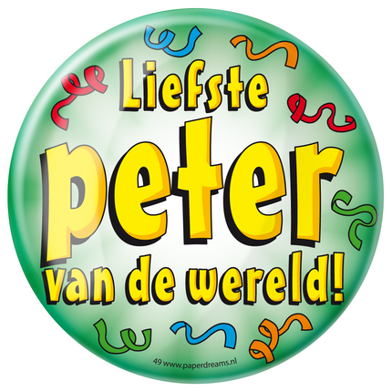 Button Liefste Peter van de Wereld 10,2cm