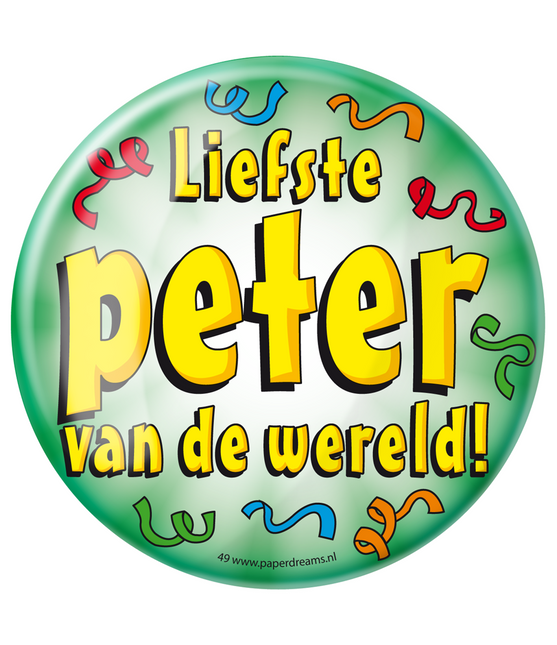 Button Liefste Peter van de Wereld 10,2cm