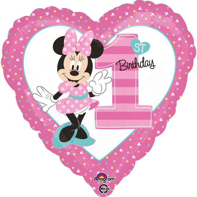 Minnie Mouse Helium Ballon Hart 1 jaar 43cm leeg