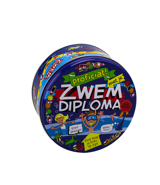 Snoeptrommel Zwemdiploma 14cm