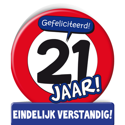 Verjaardagskaart 21 Jaar Verkeersbord 16,5cm