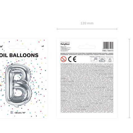 Folie Ballon Letter B Zilver Leeg 35cm