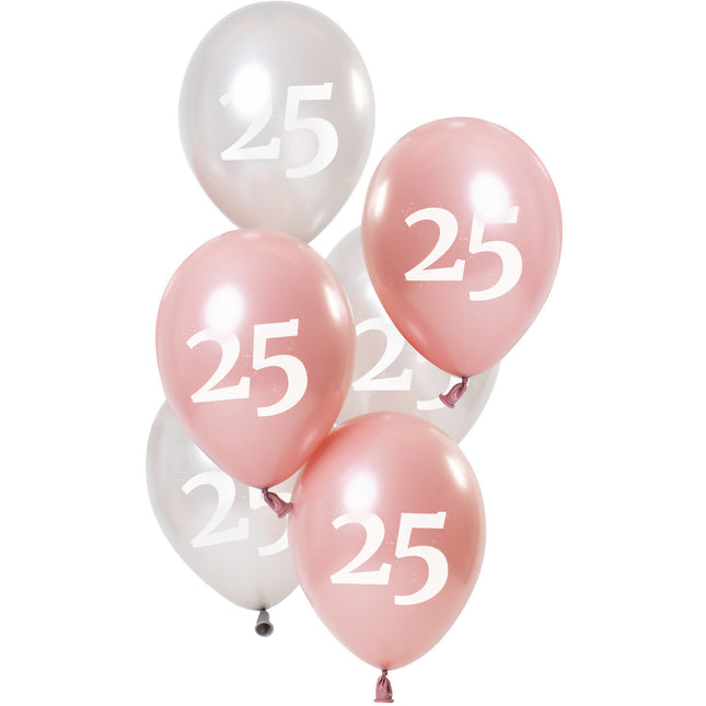 Ballonnen 25 Jaar Roze 23cm 6st