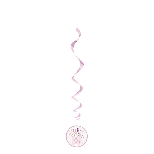 Baby Olifant Hangdecoratie Roze 66cm 3st