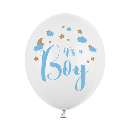 Witte Ballonnen It'S A Boy 30cm 6st