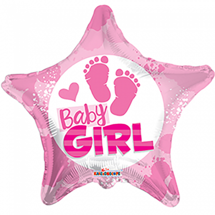 Helium Ballon Geboorte Baby Girl Ster 45cm leeg