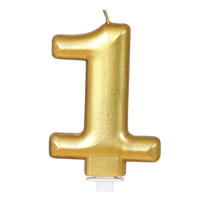 Gouden Kaars 1 Jaar Metallic 8cm