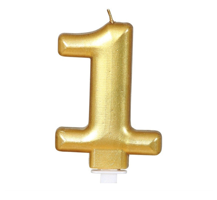 Gouden Kaars 1 Jaar Metallic 8cm