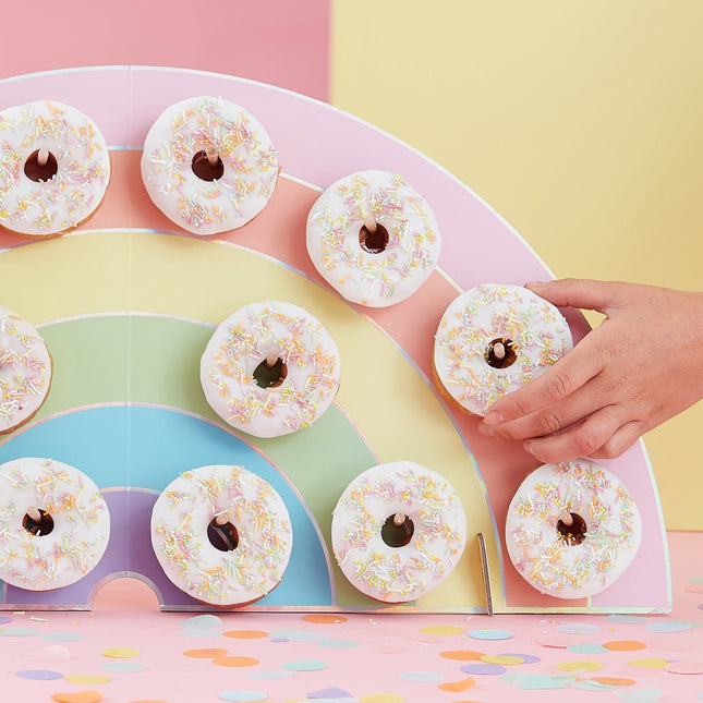 Regenboog Tafeldecoratie Donut Standaard 64cm