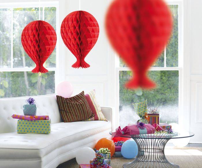 Honeycomb Ballon Rood 37cm