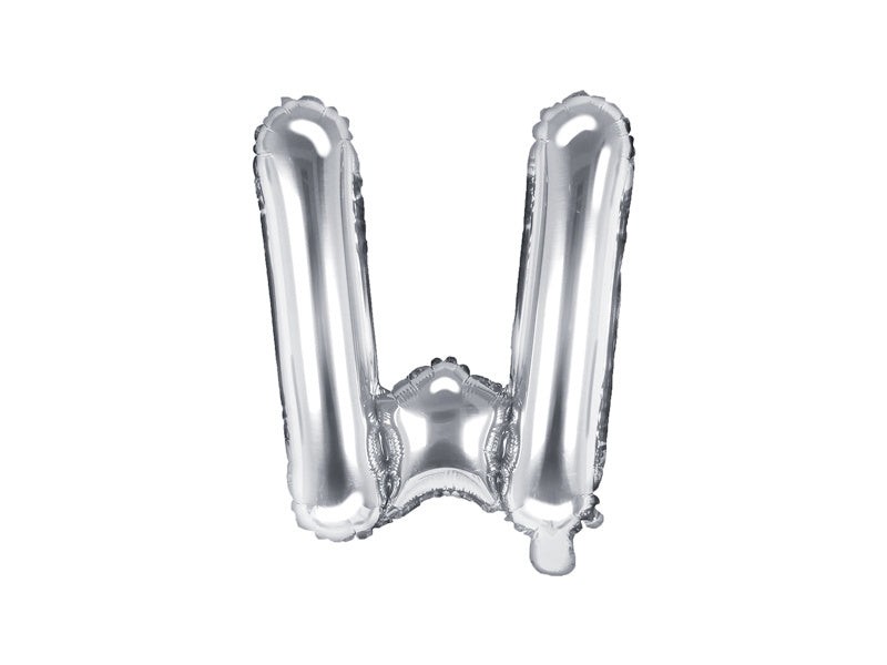 Folie Ballon Letter W Zilver Leeg 35cm