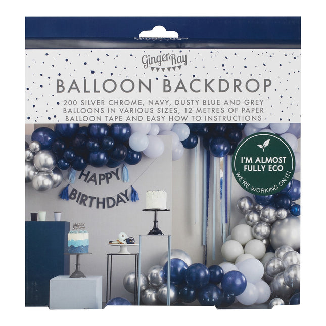 Blauw Zilveren Ballonnenboog XL DIY Set