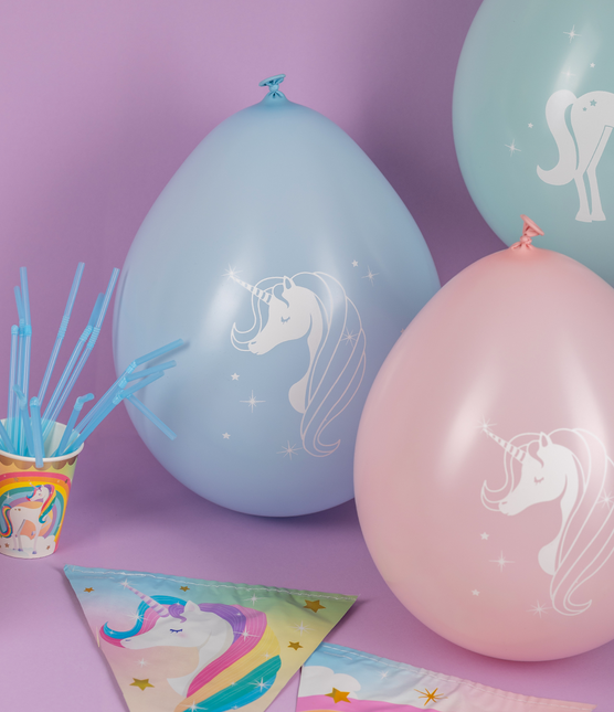 Unicorn Ballonnen Gekleurd 30cm 8st