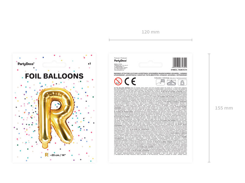 Folie Ballon Letter R Goud Leeg 35cm