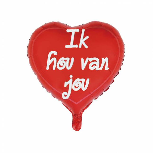 Hart Helium Ballon Ik Hou Van Jou 46cm leeg