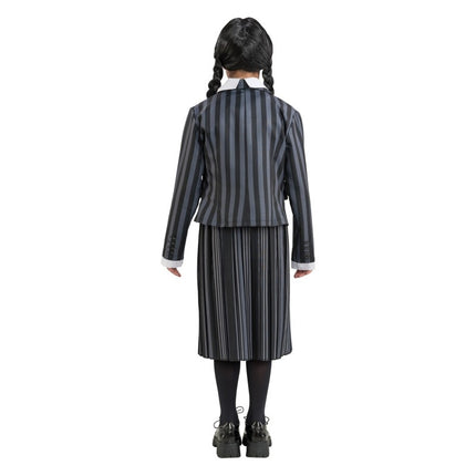 Kostuum Wednesday School Uniform Zwart/Grijs Kind