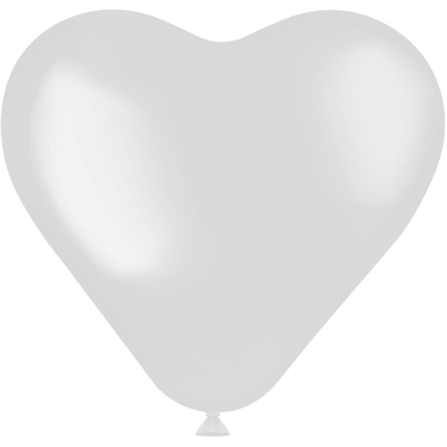 Witte Hartjes Ballonnen Coconut White 25cm 8st