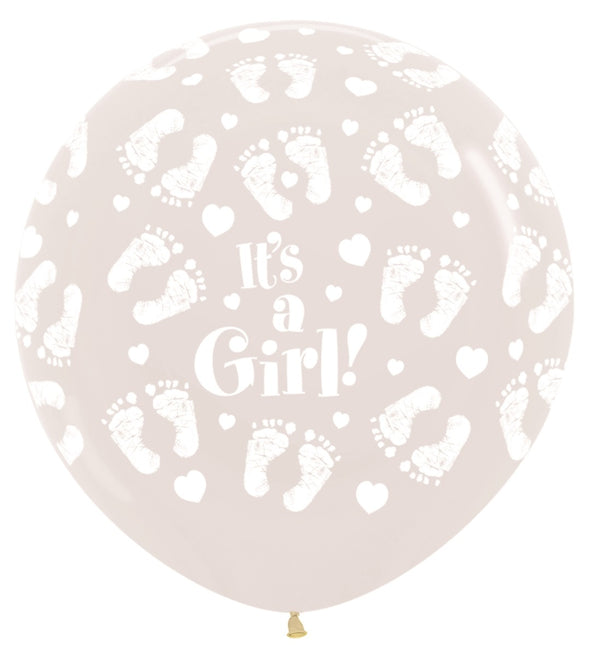 Ballonnen It's a Girl Footprint Clear 91cm 2st