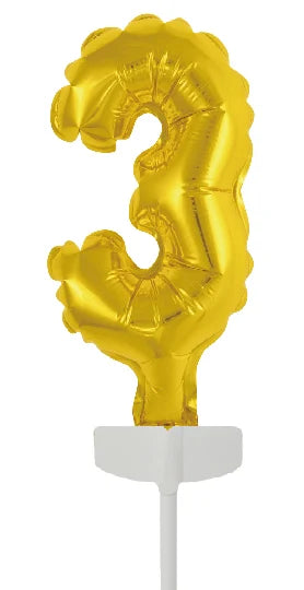 Gouden Taarttopper 3 Jaar Folieballon 12,5cm