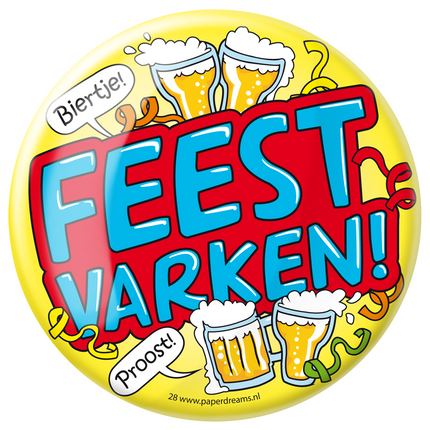 Button Feest Varken 10,2cm