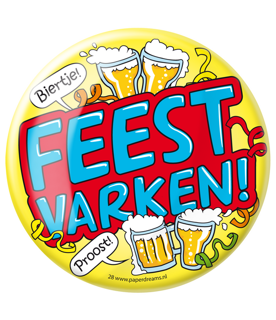 Button Feest Varken 10,2cm