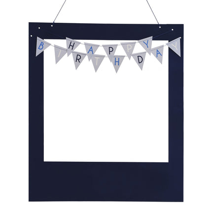 Blauwe Happy Birthday Photobooth Frame