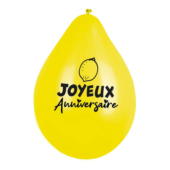 Ballonnen Fruit Joyeux Anniversaire 25cm 6st