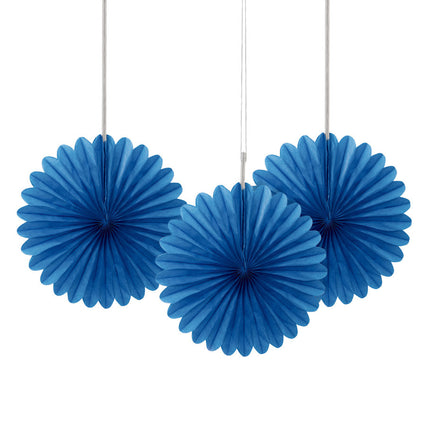 Papieren Waaiers Blauw 15cm 3st