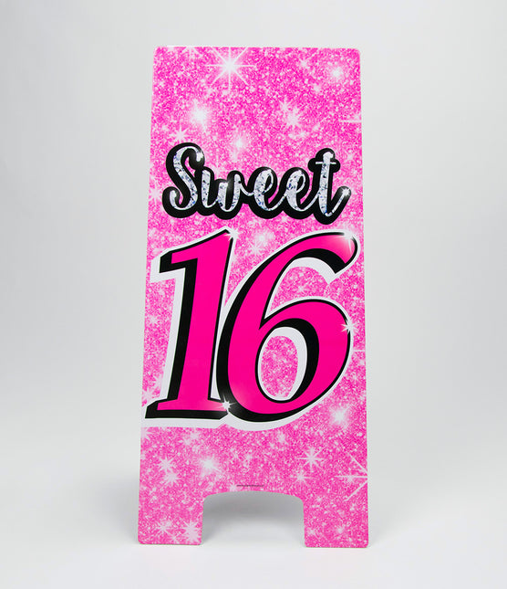 Warning Sign Sweet 16 Roze 62,5cm