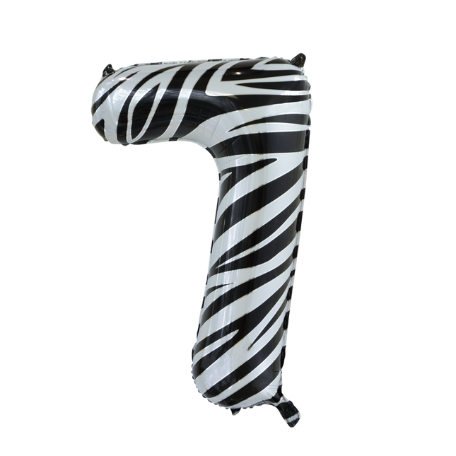 Folie Ballon Cijfer 7 Zebra XL 86cm leeg