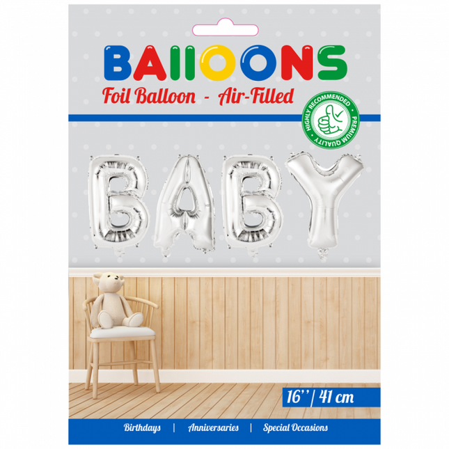 Ballonnen Letter Set Baby Zilver 41cm