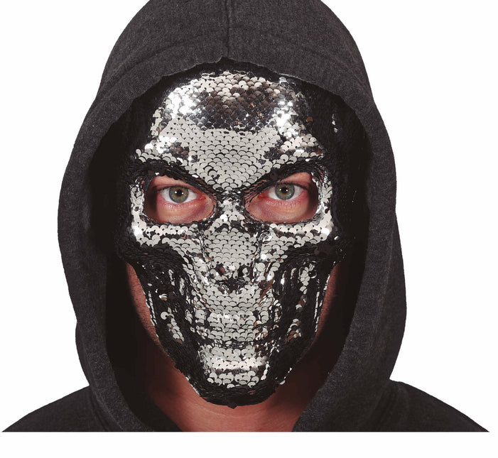 Zilveren Masker Skelet Pailletten