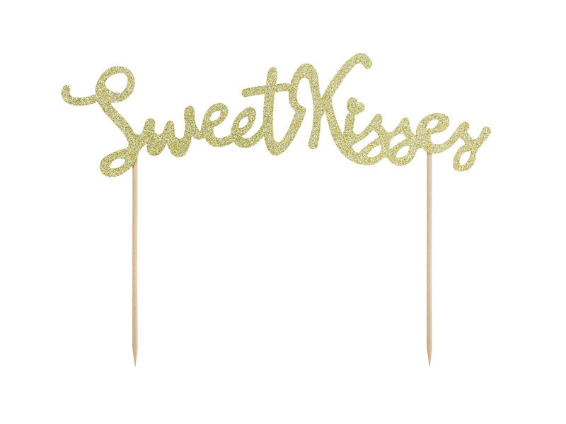 Taarttopper Sweet Kisses Goud 16cm