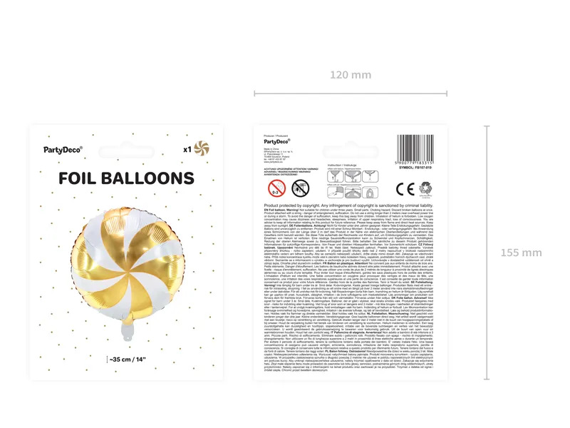 Helium Ballon Candy Goud Wit Leeg 35cm