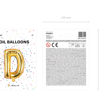 Folie Ballon Letter D Goud Leeg 35cm