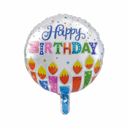 Helium Ballon Happy Birthday Kaarsjes Feest 45cm leeg