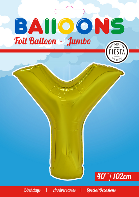 Folie Ballon Letter Y Goud XL 102cm leeg