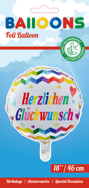 Helium Ballon Herzlichen Gl√ºckwunsch 45cm leeg