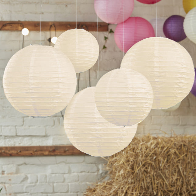 Babyshower Lampionnen Ivoorkleur 5st