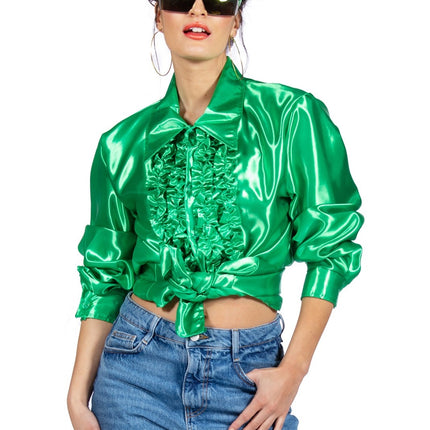 Disco Blouse Ruches Donkergroen