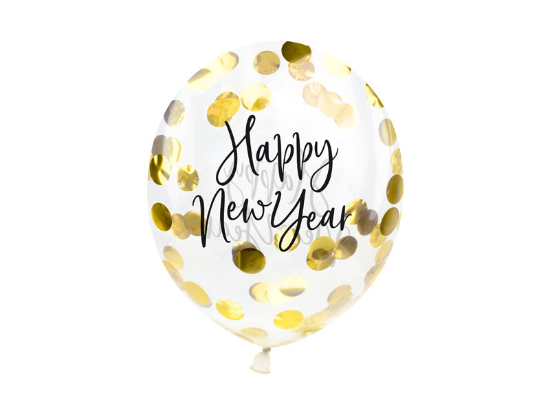 Confetti Ballonnen Happy New Year 27cm 3st