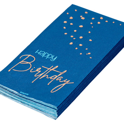 Happy Birthday Servetten Blauw 33cm 10st