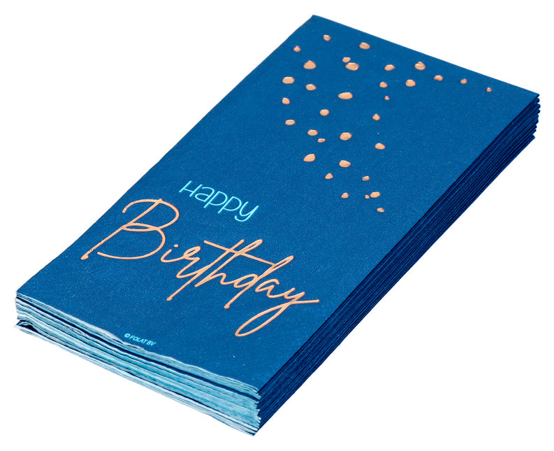 Happy Birthday Servetten Blauw 33cm 10st