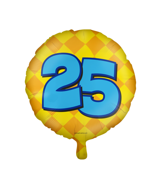 Helium Ballon 25 Jaar Gekleurd Leeg 46cm