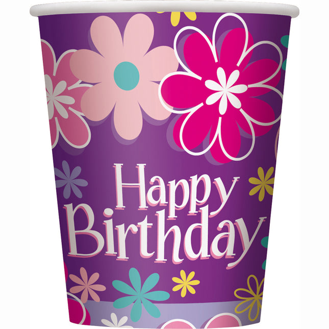 Happy Birthday Bekers Bloemen 266ml 8st