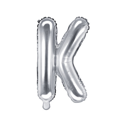 Folie Ballon Letter K Zilver Leeg 35cm