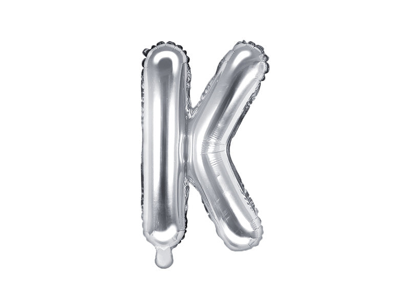 Folie Ballon Letter K Zilver Leeg 35cm