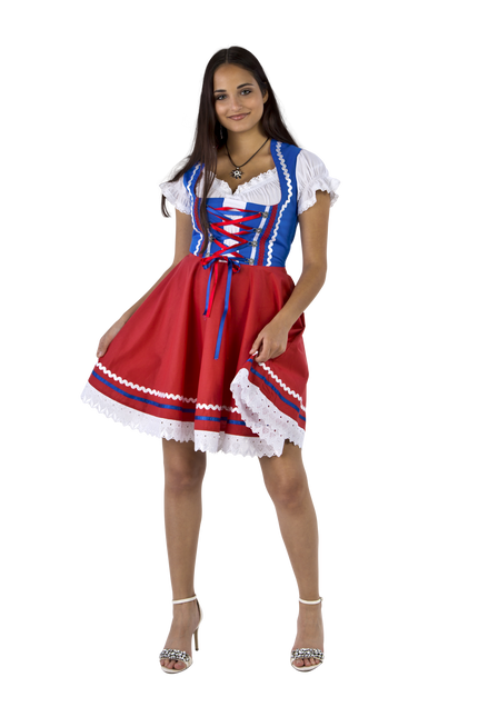 Oktoberfest Dirndl Jurk Oktoberfest Rood Blauw Dames 2 Delig